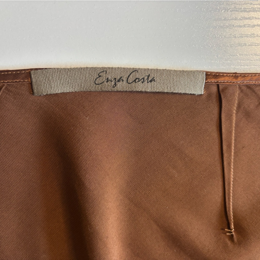Enza Costa Satin Wrap Skirt In Saddle Brown Size 0/Xs - Picture 9 of 16